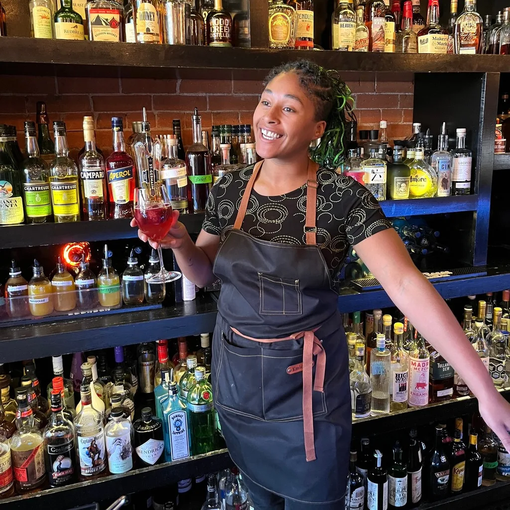 Close-up of cocktail garnish and glass